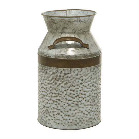 12" Gray Decorative Tin Milk Can